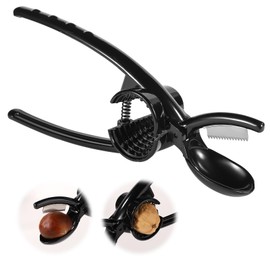 Walnut Cracker, 2 in 1 Nutcracker Chestnut Clip Aluminum Alloy Chestnut Cutter Multifunctional Chestnut Opener Tool Pecan Sheller Nut Crackers for All Nuts (Black)