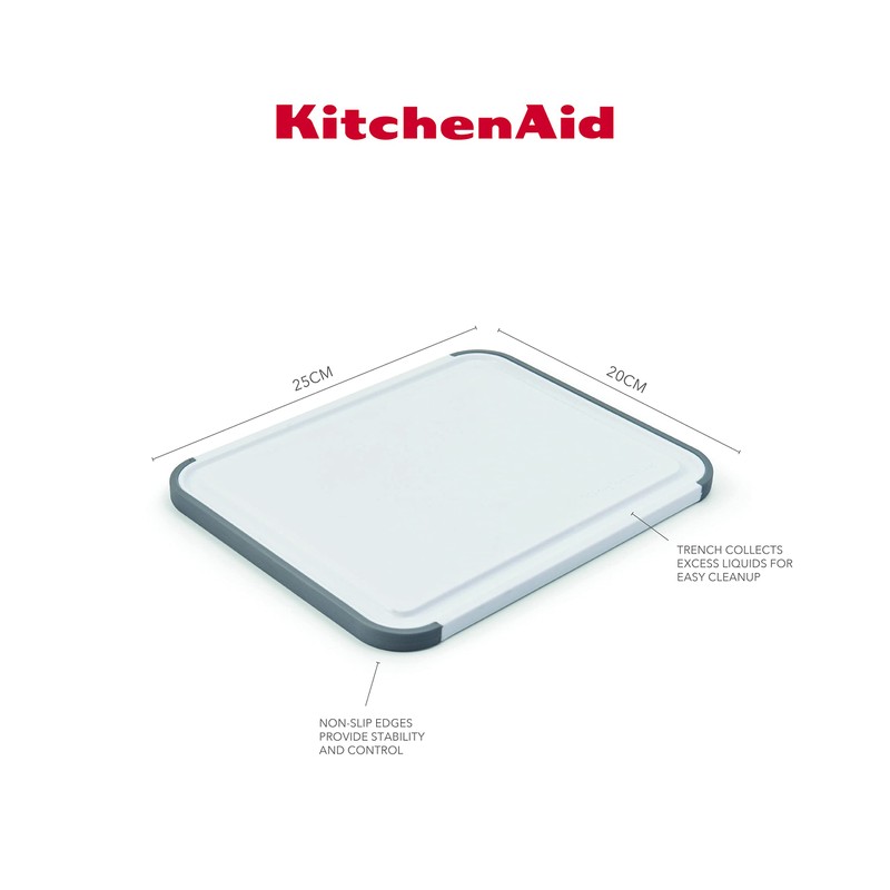 KitchenCraft KEG701NOSMGA Non-Slip Chopping Board Polypropylene Plastic White Grey
