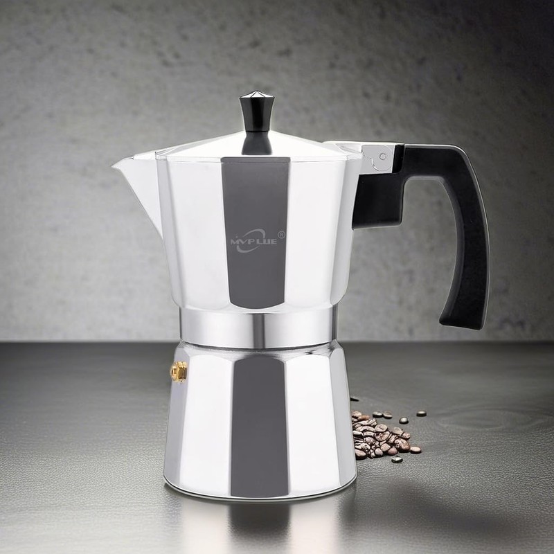 MVPLUE Classic Stovetop Espresso Maker 6 Cup ，Moka Pot Aluminum