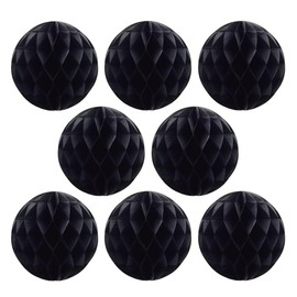 Ruidee 8 Pieces Paper Honeycomb Balls Tissue Paper Flower Balls Party Backdrop Decoration for Weddings, Birthday Parties, Baby Showers（8in/Black）