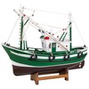 SAILINGSTORY Wooden Fishing Boat Model Ship Model Decor Green