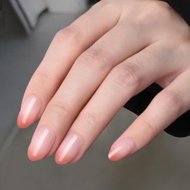 FERLYHR Press on Nails Short Square – Glossy Acrylic Fake Nails Kit, Natural Reusable Stick on Nails for Women, 24Pcs – Thick, Durable, Easy to Apply (09-Pink gradient, Short)