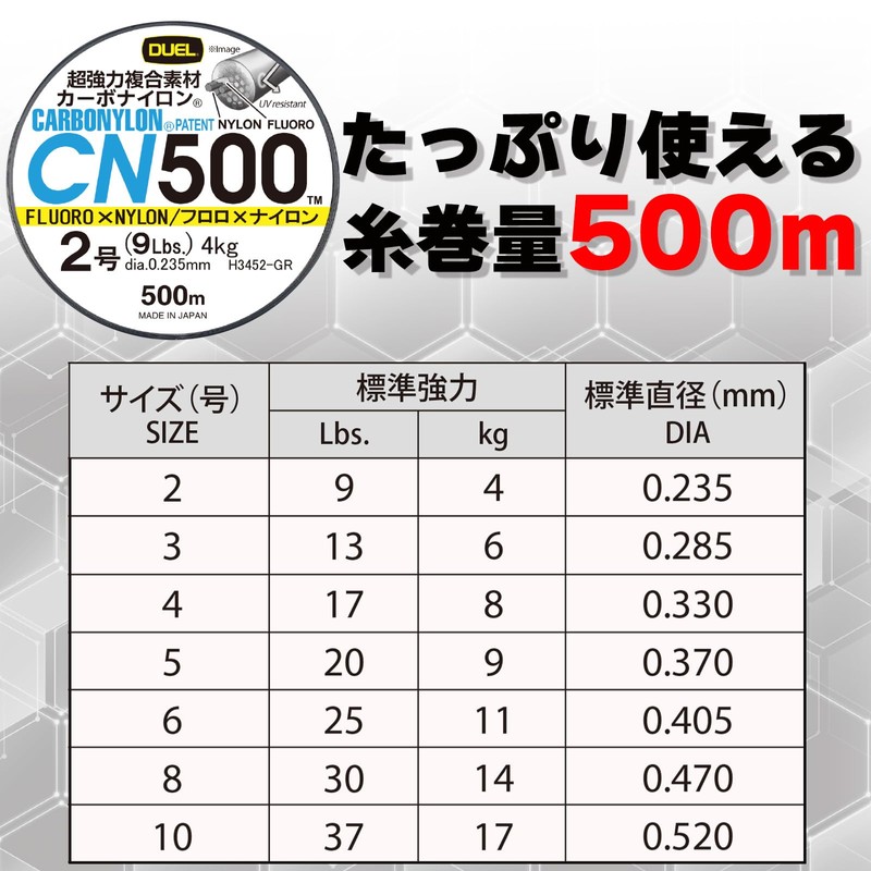 DUEL H3453-Y Carbon Nylon Line No. 3 CN500 500 m