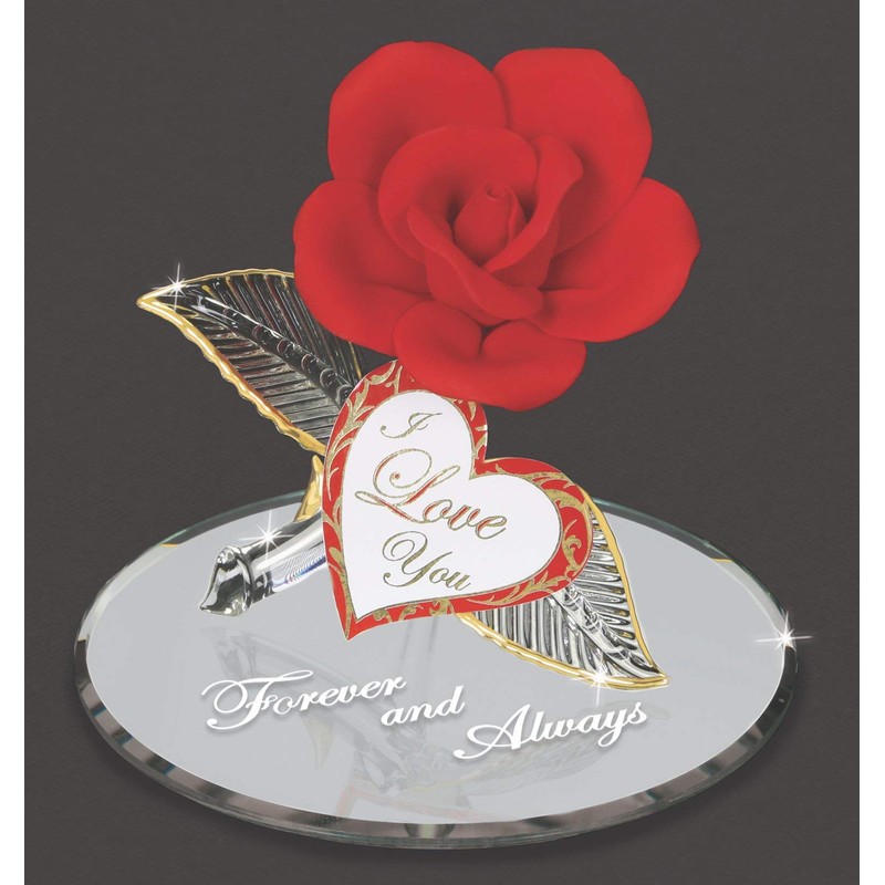 Glass Baron Red Rose Forever and Always Figurine