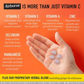 Airborne 1000mg Vitamin C Chewable Tablets Citrus & Very Berry Flavor Bundle - Immune Support Supplement with Zinc and Powerful Antioxidant Vitamins A C & E, (2x116ct Bottles)*
