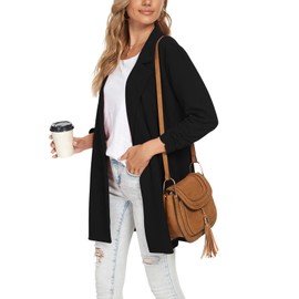 MINTLIMIT Women Lapel Suit Jacket Casual Long Sleeve Blazer Work Office Fashion Black X-Large