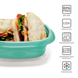 Rubbermaid 50-Piece Food Storage Containers Set with Lids, Teal Splash – Perfect for Lunch, Meal Prep, Leftovers & More – Top Rack Dishwasher Safe, BPA-Free Plastic