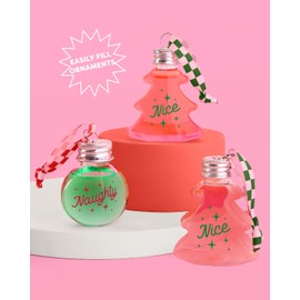 xo, Fetti Christmas Shot Glass Ornaments - 10 pcs, 2 oz | Naughty and Nice Holiday Drink Accessory, Merry Xmas Party Favor, Winter Shooter Decorations