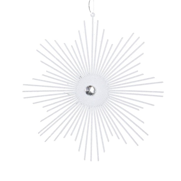 Vickerman 6.5" White Snowflake Burst Glitter Christmas Ornament, 6 per