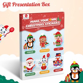 Mocoosy 32PCS Christmas Make a Face Sticker Sheets for Kids, Make Your Own Christmas Characters Stickers, Xmas Stickers with Elf, Santa, Snowman, Penguin and More Christmas Party Favor Craft Supplies