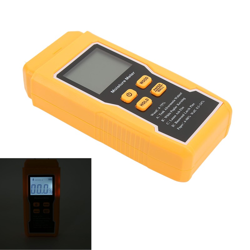 Wood Moisture Meter Humidity Tester Pin Type Large LCD Display