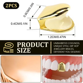 ZJIVQO 2Pcs Solid Hip Hop Teeth Plain Single Tooth Fangs Cap for Teeth Hip Hop Teeth Grillz Bling Slugs Decoration for Teeth Mouth, Party Accessories Teeth Grills