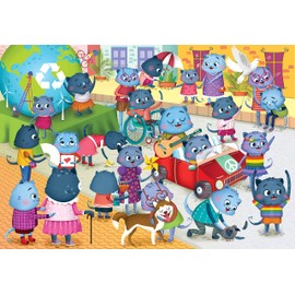 Lotothot - Rompecabezas de 100 piezas para niños – Gatos cuidadosos de gis y risas para niños de 5 años en adelante – Actividad de rompecabezas con misiones de amabilidad – Regalo educativo para niños