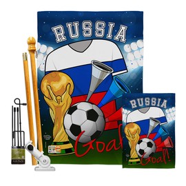 Ornament Collection FK192108-BO World Cup Russia Soccer Interests Sports Impressions Decorative Vertical 28" x 40" Double Sided Flags Kit Printed in USA Multi-Color