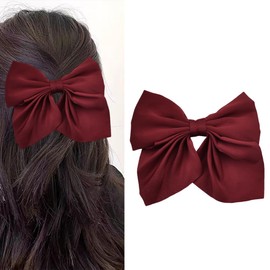 Red Hair Bows for Women Girls Bow Hair Clips for Girls Satin Bowknot Hair Clip Barrette for Women Duck Billed Hair Clips Bows Clips for Hair