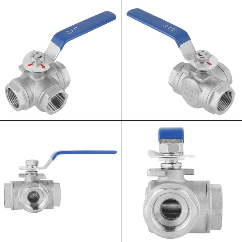 1-Piece Ball Valve DN25 Stainless Steel Three-Way Valve L Type