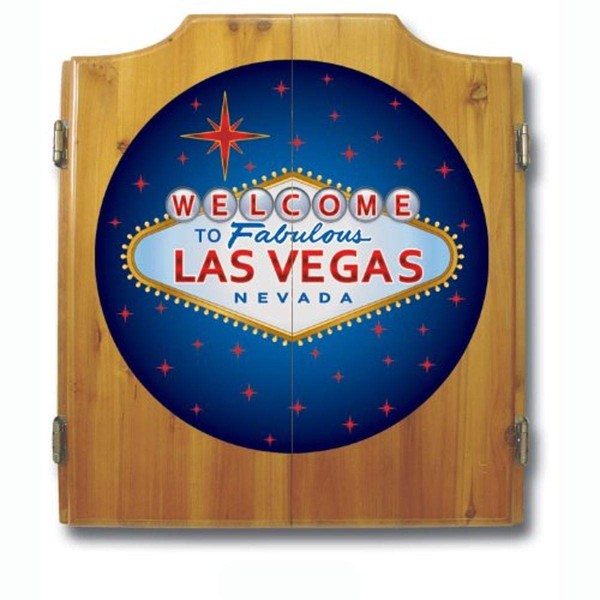 Las Vegas Wood Dart Cabinet Set