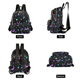senya Fashion Backpack Mini Backpack Purse Casual Daily Backpack Colorfu Moon and Star for Travel for College Work