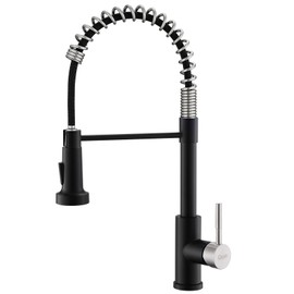 GIMILI Kitchen Faucet with Pull Down Sprayer Commercial Single Handle Lever Spring Kitchen Sink Faucet Matte Black&Brushed Nickel