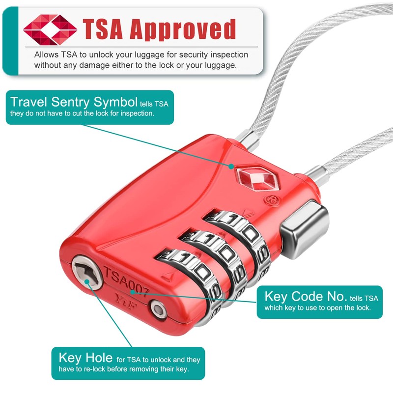 ZHEGE TSA Suitcase Lock Combination Lock 3 Digit Suitcase Lock