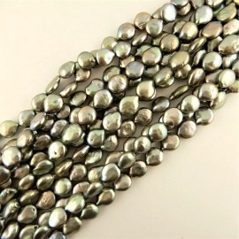 Unbranded 8mm Sage Green Freshwater Coin Pearls, 44 beads
