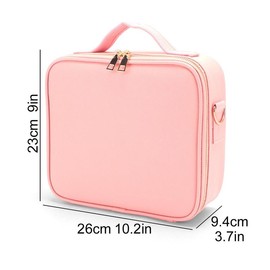 Makeup Travel Bag, PU Leather Multi-grid Makeup Organizer with Mirror, Waterproof Cosmetic Storage Bag, Zipper Makeup Organizer Pouch
