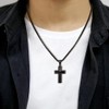 Edforce Stainless Steel Double Layer Cross Pendant Necklace for Men,
