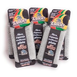 Genérico Fibra Esponja Multiusos Tallon, Paquete de 5 Piezas, Color Plata | Para Cocina, Cristalería, Pisos