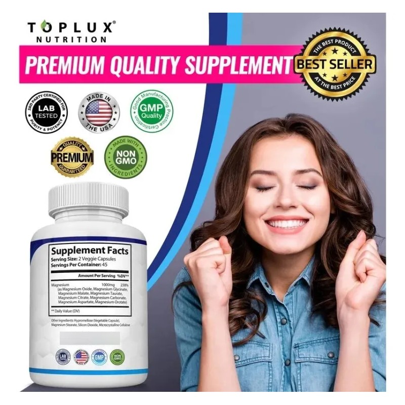 3x Complejo De Magnesio 8 Magnesio 1000mg Sin Sabor