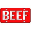 Beef License Plate Brushed Aluminum 2-D Farmer Heavy Duty -