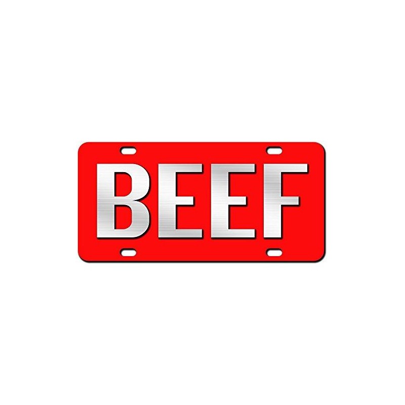 Beef License Plate Brushed Aluminum 2-D Farmer Heavy Duty -