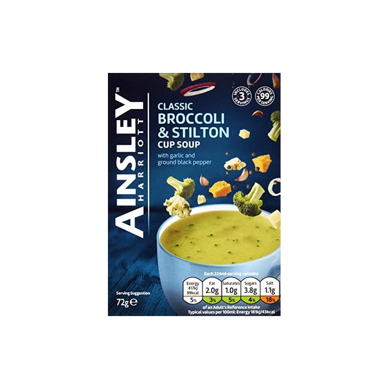 Ainsley Harriott Broccoli and Stilton cup soup 72g (Pack of