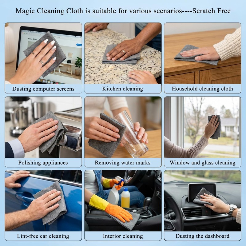 Thickened Magic Microfiber Cleaning Cloth 10-Pack Extra-Size 11.8x15.8 in