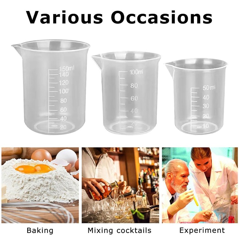6 Pcs Small Measuring Cups, 50/100/150ml Transparent Measuring Jugs, Graduated