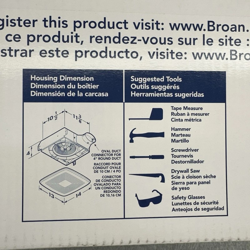 Allen-Bradley Broan LP50100DC LO PROFILE Bathroom Ventilation Fan 50-80-100 CFM