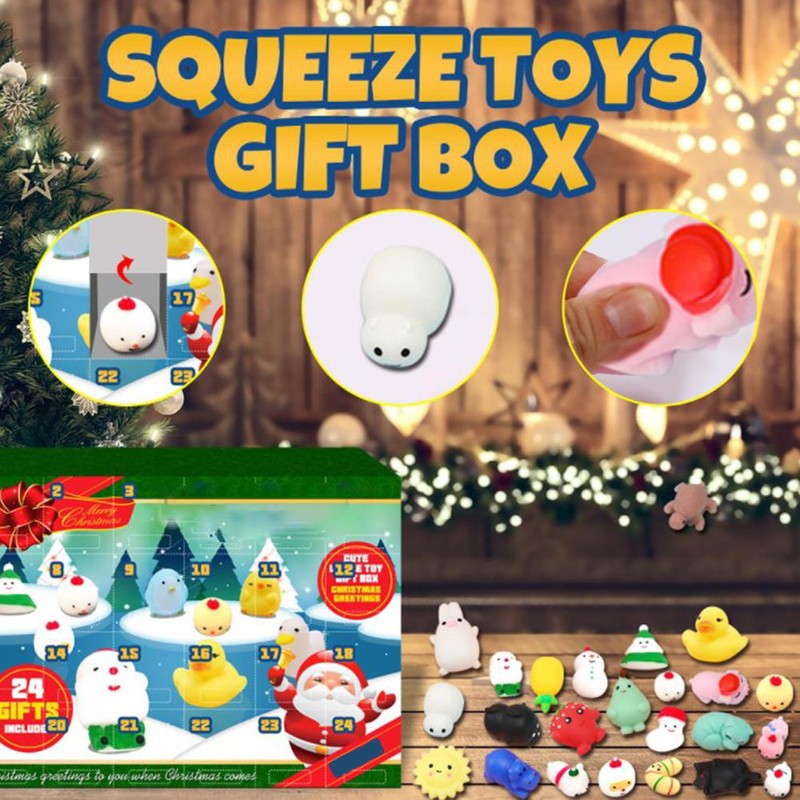 Christmas Advent Calendar 24 Day Countdown Calendar Silicone Toy Gift