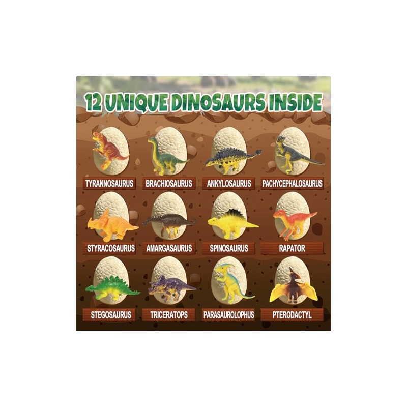 Dino Eggs Dig Kit, 12 Dinosaur Eggs & Unique Dinosaur