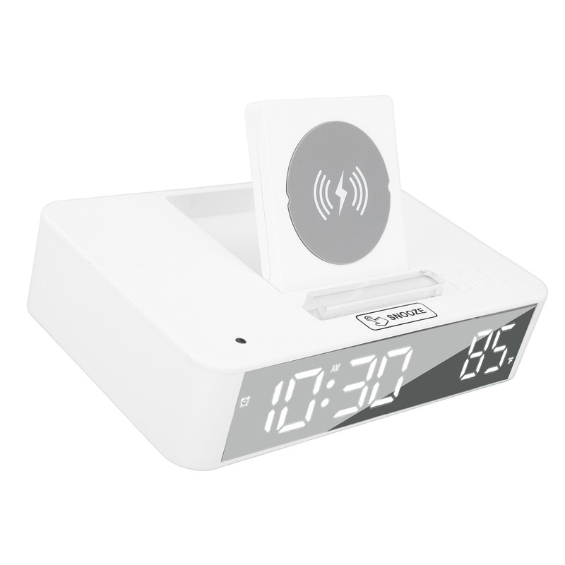 10W Digital Alarm Clock One Button Lifting LED Mirror Electronic