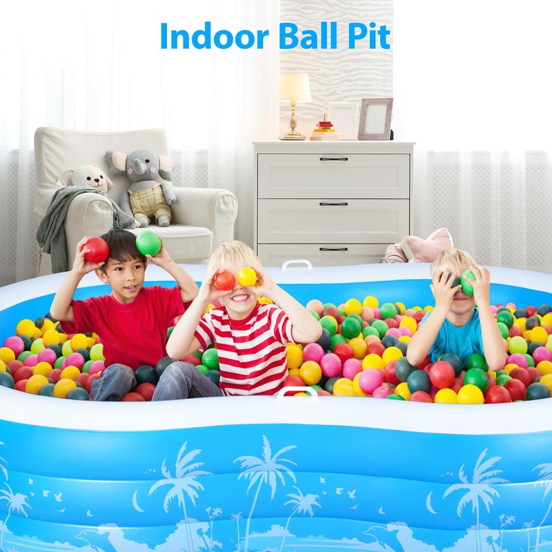 Inflatable Swimming Pool, 102” x 63” x27” Full-Sized Large Inflatable