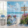 ZFMRZF Beach Bicycle Seagull Shower Curtain 70x70 Inch