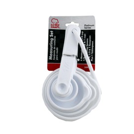 Chef Craft Select Plastic 8 Piece Measuring Set, 1/4 tsp, 1/2 tsp, 1 tsp, 1 tbsp, 1/4 cup, 1/3 cup, 1/2 cup and 1 cup size, White