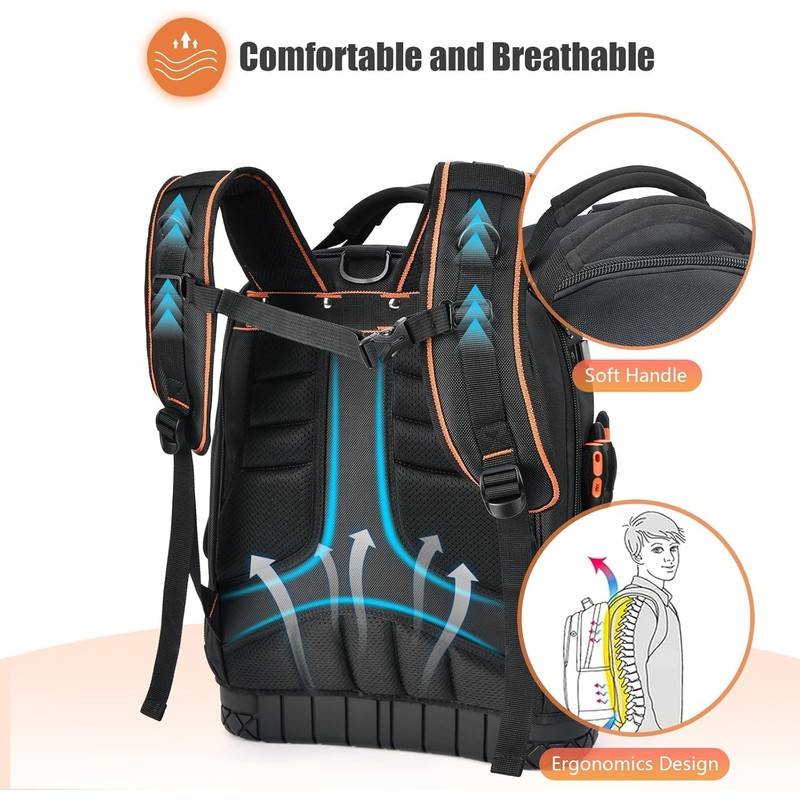 Tool Bag Backpack, HVAC Heavy Duty Construction Tools Backpack for