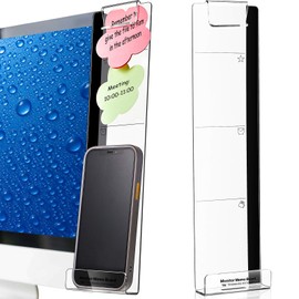 Zonon 2 Pcs Multifunction Computer Monitor Memo Board Computer Message Board Side Panel Desktop Sticky Note Holder Office Decor Women Transparent Memo Phone Holder Left and Right(2 Pieces)