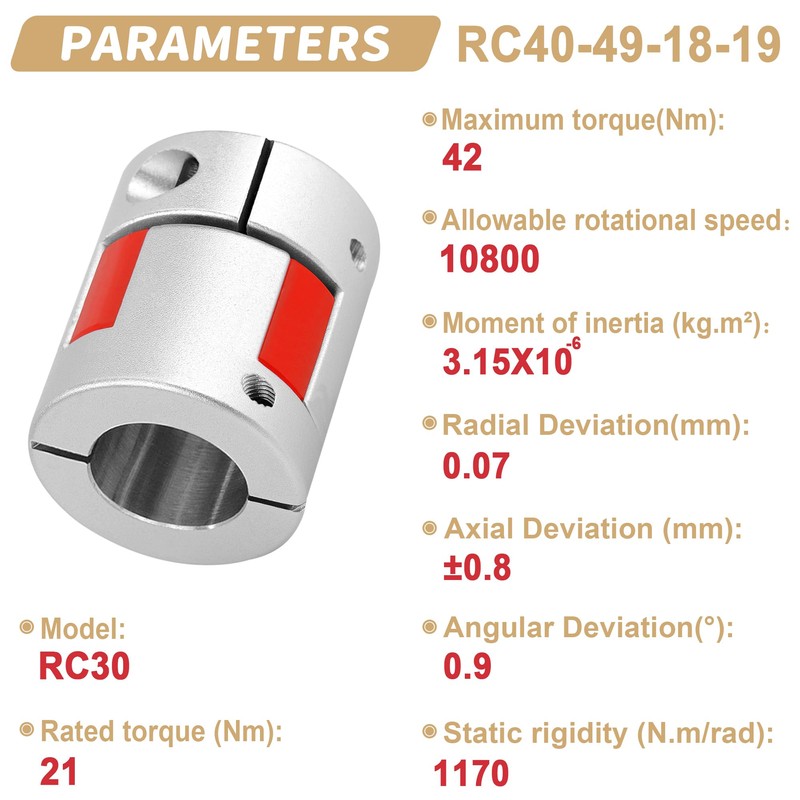 Shaft Coupling 18 mm to 19 mm Bore, L40 x
