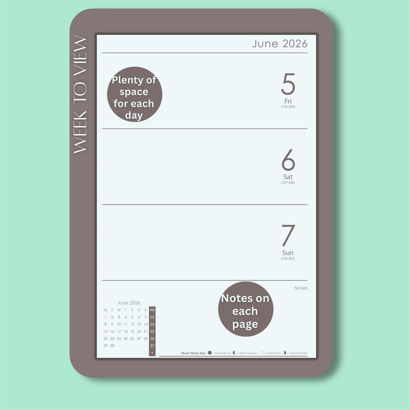 A5 Academic Diary 2025-2026 Week to View – Durable Spiral-Bound