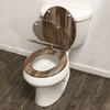 Home+Solutions Distressed Wood Round, Slow-Close Toilet Seat