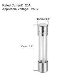 MECCANIXITY 20A 250V 5x20mm Time Delay Glass Fuse UL Listed Slow Blow Fuse for Home Appliances(Pack of 10)