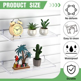 Briwooody 8 Pack Slatwall Shelves 14.5 x 5.9 in Plastic Clear Panel Shelve Wall Mount Hanging Slatwall Accessories Organize for Retail Display Garage Home Shoe Store Boutiques Supplies
