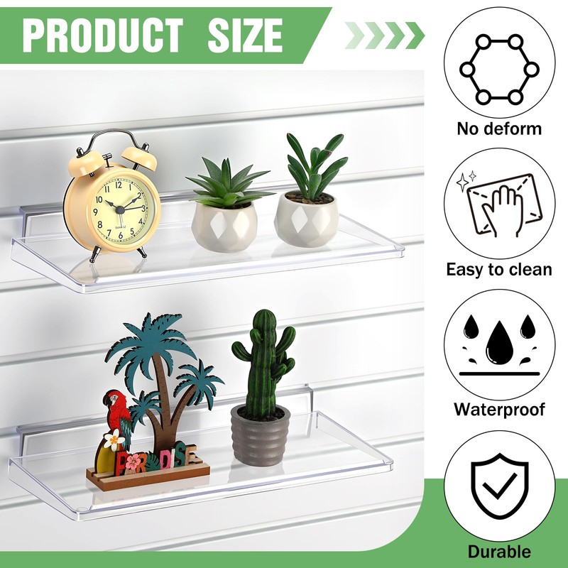 Briwooody 8 Pack Slatwall Shelves 14.5 x 5.9 in Plastic