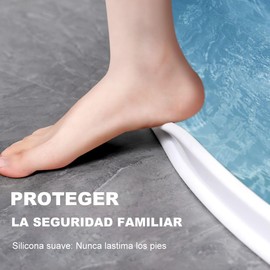 Barrera de Tope de Agua: Presa de Tira de Agua, Barrera Impermeable de Silicona, Protector de Agua de Ducha Autoadhesivo, Tira de Retención de Agua Plegable, Bloqueador de Agua de Ducha (2M, Gris)